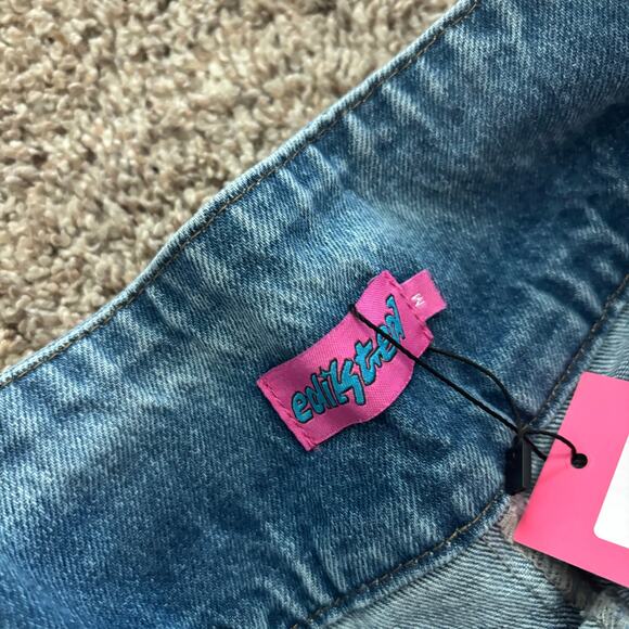 NWT Edikted Denim Pleated Low Rise Micro Mini Skort Sz M 90s y2k - Picture 6 of 9